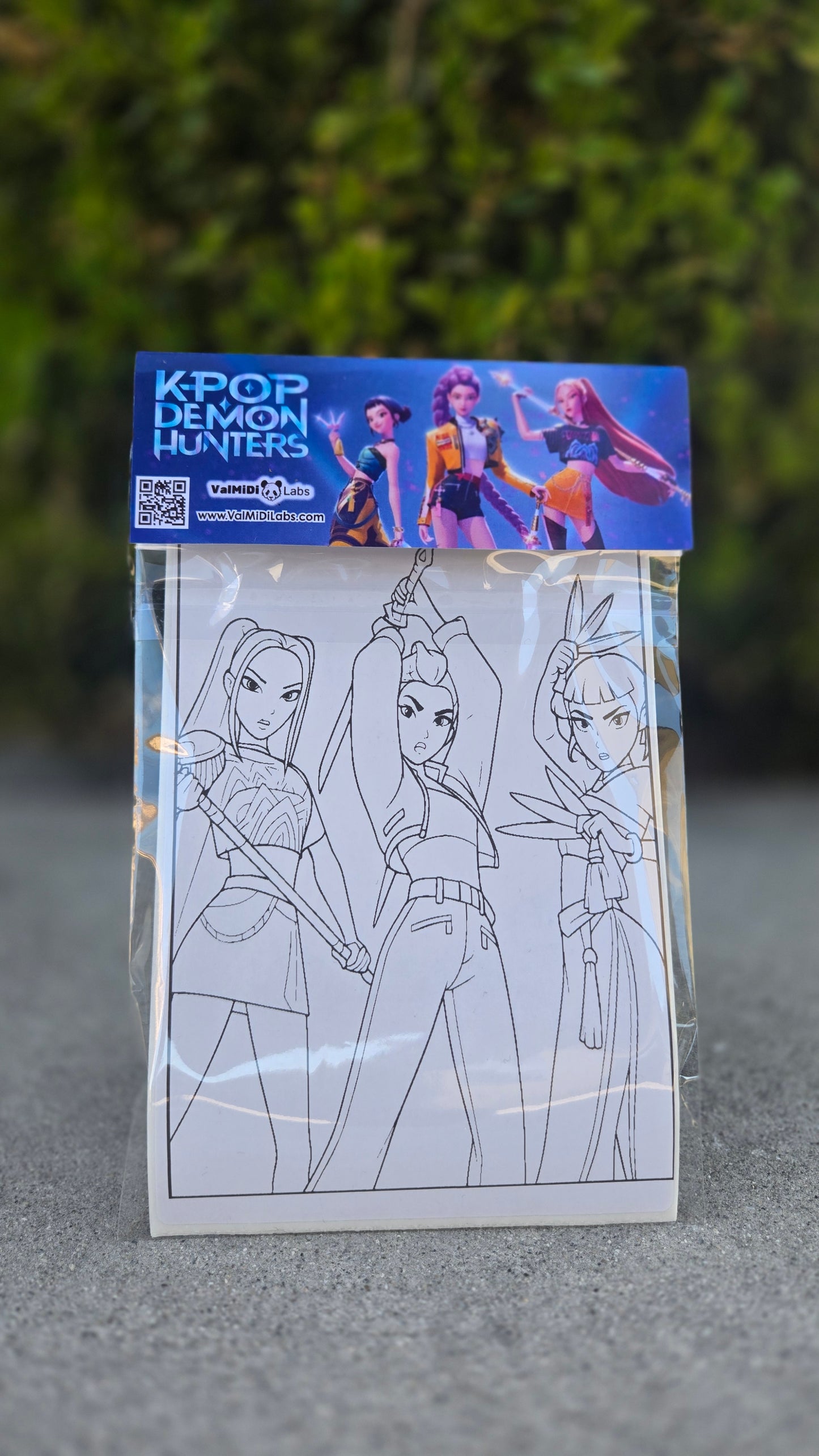 K-POP Demon Hunter Coloring Page Party Favor Pack – 5 Sticker Sheets + 4 Crayons