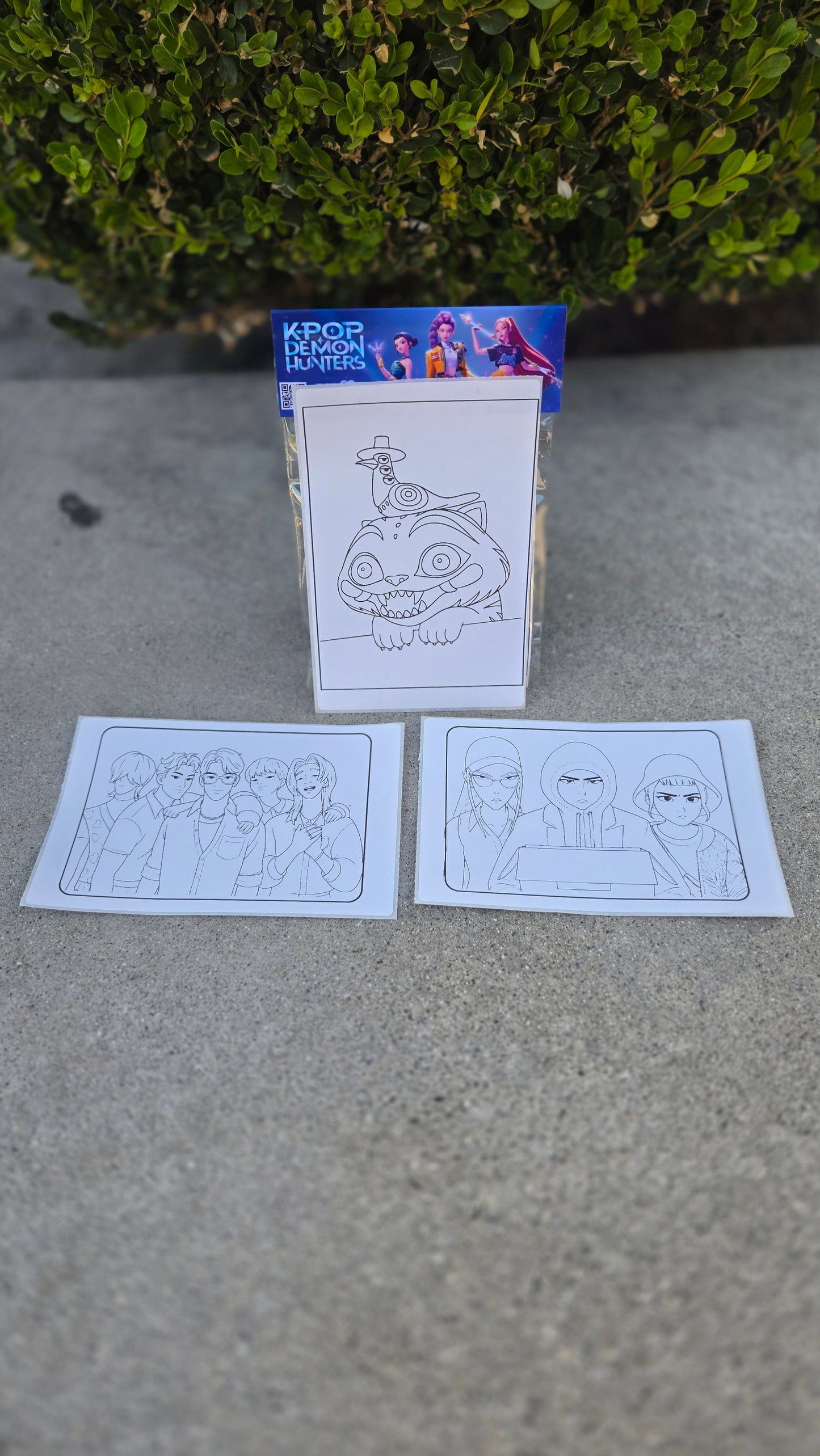 K-POP Demon Hunter Coloring Page Party Favor Pack – 5 Sticker Sheets + 4 Crayons